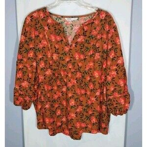 Sonoma Women’s Top 4X Colorful Corduroy Vibrant Floral Boho Peasant Cottagecore